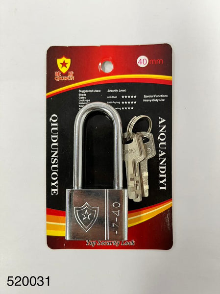 Long-ear Square Padlock 40mm 长梁方钢锁40mm *12Pcs