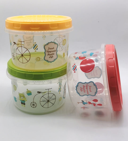 Plastic Round Container 1398 (3 Pcs Set) 保鲜盒三件套装1398