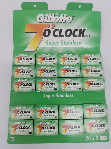 Gillette 7 O'clock Razor Blades 20Pkts 吉列7 O'clock剃须刀片20包